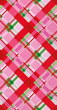 Description: Paper Guest Towels Pk/16 Pink Plaid Christmas, Misc info: 16 per pkg: 3 ply - 8 1/2 x 4 1/2 in., Country of Origin: Germany, Materials: PAPER, SKU: BF059600, Boston International, IHR (Ideal Home Range)