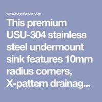 This premium USU-304 stainless steel undermount sink features 10mm radius corners, X-pattern drainage, and advanced soundproofing. Includes cutting board, colander, dish rack, and more.
Limited time warranty.