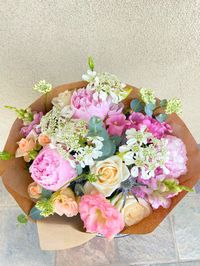 Hand-tied bouquet with Peonies | Naho’s Floral Design | Berkeley, CA