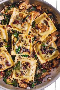 Italian Ravioli with Spinach, Artichokes, Capers, Sun-Dried Tomatoes