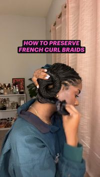 Braids nighttime routine | box braids | knotless braids | French curls | protective hairstyles Black women