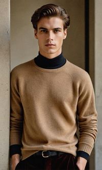 Round Neck Upcycled Cashmere Jumper in Camel Maglia Girocollo Uomo in Eco Cashmere Cammello.       Moda Uomo Autunno, men, idee outfit uomo, look invernali uomo, old money winters outfits men, old money outfits men winter, business casual men work, classy outfits men, old money men outfits, men smart casual outfits, maglia girocollo uomo, maglia cashmere uomo, maglia scollo a V uomo, maglia collo alto uomo, maglione uomo, maglioni uomo, outfit uomo autunno, 2025 men fashion trends,  sporty chic style men, sport elegance hombre, #mens #menswear #mensstyle #winter #fallwinter #fall #autimn