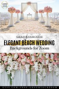 Need a backdrop for your virtual wedding? With Zoom, you can make this beach background a reality. These are beautiful backgrounds that can be used by you and your guests during your virtual beach wedding. A variety of other zoom backgrounds are also available for your pleasure. #zoombackground #virtualevent #weddingideas #beachwedding