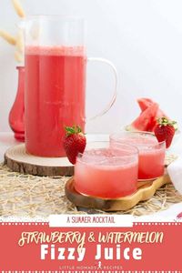 Quench your thirst with this refreshing Fizzy Strawberry and Watermelon Juice! 🍓🍉 A delightful blend of sweet strawberries and juicy watermelon with a bubbly twist, perfect for hot summer days. Easy to make and incredibly delicious, this drink will be your new favorite summer refreshment! #SummerDrinks #Mocktail #FruitJuice #Refreshing #EasyRecipes