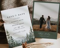 "Mountain Save The Date Template, Woodland Photo Wedding Save The Dates, Forest Pine Wedding Date, Printable Rustic Sage Save The Date Cards, Instant Download ------------------------------------------------------------------------ THIS FILE IS AN EDITABLE DIGITAL FILE. (COMPUTER, MOBILE DEVICE) DIGITAL FILES ONLY NO PRINTED MATERIALS ------------------------------------------------------------------------ ★BUY MORE & SAVE MORE★ * You get a 40% discount when you buy 3 or more items. Coupon code \"3BP40\" ------------------------------------------------------------------------ [TRY BEFORE YOU BUY] Demo this item now! Copy and paste the URL below to demo https://www.corjl.com/d/3N098C ------------------------------------------------------------------------ [EDIT YOUR ITEMS AT \"Corjl.com\"