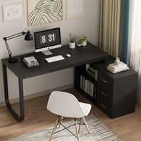 Arrives by Tue, Feb 7 Buy L Shaped Computer Desk Corner Writing Workstation Table with Cabinet Drawer Storage for Home Office Study, Black at Walmart.com