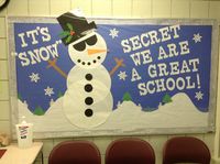 Winter middle school bulletin board. Everything was made with butcher paper.