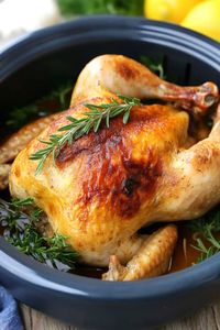 Healthy Crockpot Whole Roasted Chicken