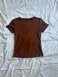 brown fitted basic stretchy baby tee