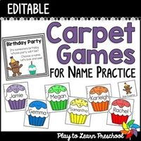 These Editable Names CARPET GAMES for CIRCLE TIME are a quick and fun way for preschoolers to practice name recognition.*** Includes 12 hide & find carpet games! The EDITABLE NAMES carpet games will save you TONS of TIME! Just enter your class list once, then print 12 fun, interactive poems that...