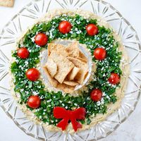 Easy Christmas Appetizer "Hummus Wreath" - Two Healthy Kitchens