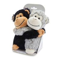 Part of the Warmies "Warm Hugs" range is this lovely pair of microwaveable hugging cows.

The warmies range is a range of fully microwaveable soft toys. This lovely pair include a black monkey and silver monkey hugging and they are made from the highest quality plush. They have emboidered nose, eyes and large smiling mouth and are very cute. 