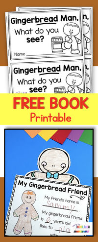 FREE Gingerbread Man emergent reader for students to read and color - practice fluency, sight words, comprehension, sequencing events and retelling this classic story. These printable mini books are perfect for your December lessons and literacy centers. Plus, I share FREE gingerbread math games #kindergarten #gingerbreadmanactivities #preschool