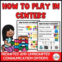 How To Play In Centers Visual Instructions include step-by-step procedures to play in centers with real-life pictures. Includes prompted and unprompted communication options as well!Centers Included:CarsPuzzlesSensoryReadingArt ( painting, watercolor painting, coloring)Play DoughBlocksTrainsHouse Ke...