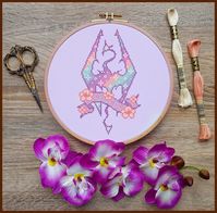 Skyrim Cross Stitch Pattern Dragon Cross Stitch Pastel Cross | Etsy