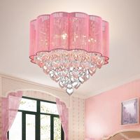 Made of metal, glass crystal, and fabric. Requires four 40-watt incandescent light bulbs (not included). Home Accessories Inc 4-Light Pink Traditional Dry rated Chandelier | RL7918-6