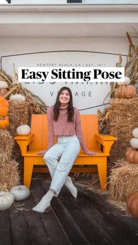 This sitting pose is easier than it looks! A simple leg stretch will make all the difference in photos.   For more posing inspo follow @withchelle_ on IG!  https://www.instagram.com/p/CjA0biHs_Nz/