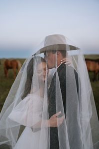 Western Nebraska bridal photos in Bridgeport, Nebraska / Outdoors, country wedding, horses wedding photos, bride poses, bridal photoshoot, bridal portraits, veil portraits, styled shoot / Follow on Insta @averiefryephotography