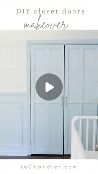 Lo Chandler on Instagram: "here’s how we transformed the doors in the baby’s nursery! 

Wallpaper : @lovevsdesign Print : Ascot Stripes 
Colors : Alpine & White 

Paint : “Breath of Fresh Air” @benjaminmoore 

DIY project 
Home makeover 
Home improvement 
Baby nursery 
Nursery insp 
Boy nursery"