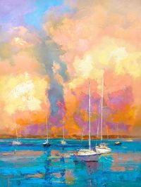 size: 12x9in Art Print: Evening On The Bay by Kasia Bruniany :