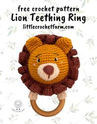 A free crochet pattern of this Lion Teething Ring.