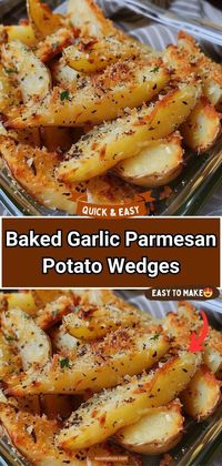 This easy recipe for Baked Garlic Parmesan Potato Wedges will blow you away with its simplicity and fantastic flavor! These make a great side dish or appetizer for parties! #sidedish #easy #yummy #potatowedges #parmesan