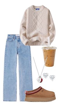 Sweater outfit inspo for fall and winter - Ugg tazz outfit inspo - fall outfits - jeans outfit inspo - Tiffany jewelry inspo outfit for fall aesthetic