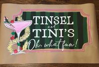 This listing is for this specific finished banner and ready to ship.  If you are interested in a custom banner,  please message me first to see availability and for a a quote. Tinsel and Tinis, Oh what fun, pink martini holiday theme Painted Butcher/Brown Kraft paper banner "Tinsel and Tinis", "oh, what fun!" holiday martini theme banner, featuring deep green stripe classic shape, large pink peppermint martini with silver and gold tinsel and felt green and red balls. This banner measures about 48 inches wide by 30 inches tall. Painted on brown Kraft paper. Easy to hang, light weight.  Banner is rolled and shipped in box. This listing is for this specific finished banner.   If you are interested in a custom banner,  use the link below to see availability for the month and for other details