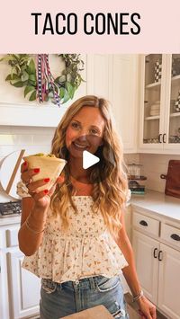 Leanna Laming on Instagram: "TACO CONES 🌮 Such an easy idea for taco Tuesday! No more taco meat falling out! I love this idea for kids!! 🙌   I used flour tortillas , cut them in half and then rolled them into a cone. To hold the shape I created a pasted with flour and water to seal! Bake on 350 degrees for about 15-20 mins! Fill with your favorite taco meat and toppings! Enjoy! ❤️  #cookingvideo #quickrecipes #recipeideas #easymeals #recipevideo #goodmoodfood #easyrecipes #dinnerideas #easydinner #foodie #foodblogger #foodphotography #foodreels #instafood #americanfarmhousestyle #mydecorvibe #betterhomesandgardens  #mybhg #mybhghome #bhghowiholiday #bhgholiday  #foodreels  #ltkhome #ltkfamily #summerrecipes"