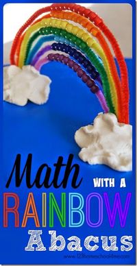 Math Activity using a DIY Rainbow Abacus - what a fun spring activity for toddler, preschool, prek, kindergarten, or as a skip counting activity for 1st grade 2nd grade (homeschool, math game, math activity, kids activities)