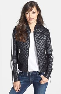 A leather jacket with some personality. BCBGMAXAZRIA 'Morgan' Quilted Faux Leather Bomber Jacket | Pretty Little Liars