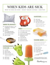 What to do when kids are sick printable checklist - Boost immune systems, natural ways to decongest little ones - food to give kids when they are sick