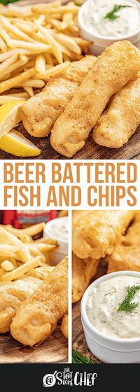 Beer Battered Fish and Chips are so delicious. They are salty, savory, and full of flavor! Serve it up with tartar sauce, fresh squeezed lemon, and malt vinegar for an amazing meal!