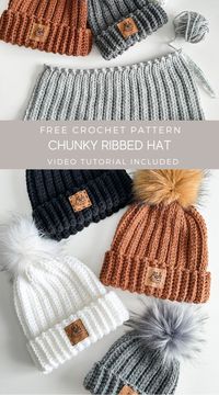 Free crochet pattern for my blog subscribers. Bundle up and stay cozy in the Chunky Ribbed Crochet Hat. The crochet hat is thick and warm with a fold-over band and unique ribbed stitch. Sizing includes baby to adult with a step-by-step video tutorial on YouTube. Designed in a beautiful bulky weight premium acrylic yarn available in gorgeous modern tones.