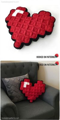 Pixel designs are quite unusual and yet very easy to make. With this crocheted pillow you can make your Valentine's Day home decor stand out. Plus, it's another quick gift idea: the segments crochet in no time, so you can complete this piece in a couple of evenings. Just be sure to stay focused and not get distracted. You want your gift to be perfect!