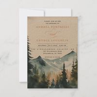 Mountain Forest Rustic Budget QR Code Wedding Invi Invitation | Zazzle