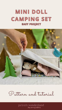 Transform any playroom into a camping wonderland with this printable pattern! Sew a foldable tent, mattress, blanket, pillow, and pine trees for endless imaginative play.