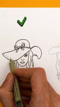 I draw / How to draw / Drawing technique / hats / hat / Portrait / women's portrait / accessory / artroom / drawing tips