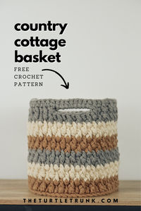 The Country Cottage Basket is an easy crochet backet pattern! It features beautiful sttiches and is a practical home decor project. Follow along with the free crochet pattern and video tutorial!