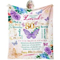 PRICES MAY VARY. BEST 80TH BIRTHDAY GIFT: 80th birthday is worth celebrating. This birthday blanket is the perfect birthday gift for your loved ones. On her 80th birthday, she will be the only protagonist. This “80th Birthday ” blanket will make her feel full of your love and blessings: May she be healthy, beautiful, happy, brave, and stronger, like the most beautiful flower in the world. And she’ll cherish your beautiful gift for the years of her life. PERFECT BIRTHDAY GIFT IDEAS FOR 80TH WOMEN