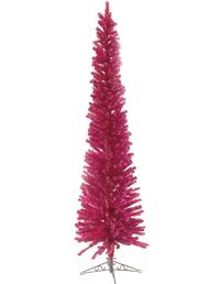 7.5' Very Raspberry Pencil Tinsel Artificial Christmas Tree | ChristmasCentral