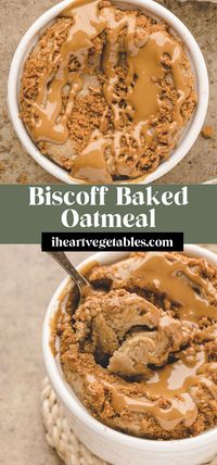 These Biscoff baked oats might be the ultimate dessert-for-breakfast recipe! Made with whole grain oats, sweetened with banana, and then topped with Biscoff cookies and Biscoff spread, this recipe will have you jumping out of bed in the morning!