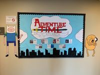 Adventure Time bulletin board about fun things to do in your city or on your campus