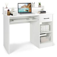 Costway 22" Wide Computer Desk Writing Study Laptop Table W/ Drawer & Keyboard Tray White : Target