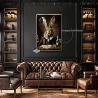 Victorian Bunny Framed Canvas Wall Art Funny Vintage Rabbit Painting Print Whimsical Animal Wall Decor Whiskey themed Poster Ready to Hang Experience the finest in canvas art with our handcrafted prints. Each piece is custom-made using premium materials in our in-house facility, ensuring top-notch quality and longevity. Premium Craftsmanship: Every canvas is meticulously crafted by skilled artisans, using high-quality 340g/sqm canvas, top-tier printing equipment, and eco-friendly inks for vibran