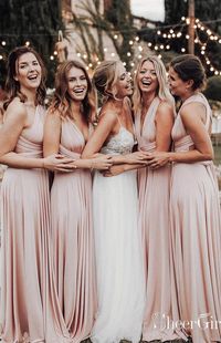 Blush pink long bridesmaid dresses #bridesmaiddress#eveningdresses #eveninggowns #formaleveningdresses#weddings #weddinginspiration #motherofthebridedresses #weddinginspiration #wedding