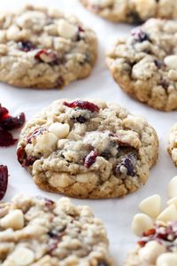 Soft and chewy cranberry white chocolate chip oatmeal cookies. A classic cookie with a fun pop of flavor and color. A perfect treat for the holidays or any time of the year!