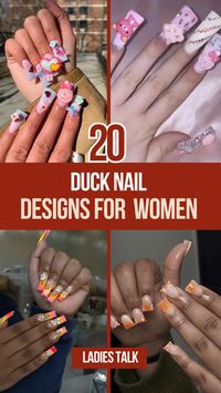 Step out of the ordinary with these unique duck nail designs that make a statement. Known for their bold shape, these nails are fun and daring, perfect for anyone wanting to try something new. With endless design options, each look is personalized and full of creativity. These nails capture attention and show off your individual style. Break the mold with these eye-catching designs.