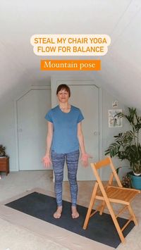 Steal my chair yoga sequence for balance 🧘🏼‍♀️🪑 Here are all of the poses in this sequence: ✨Mountain pose ✨Move body weight around feet ✨Wrist & ankle circles with chair support ✨Chair dog ✨Pyramid pose ✨Warrior I ✨Tree pose Let me know what other chair yoga flows you’d like to learn! 💛 Follow me for more chair and adaptive yoga flows & tutorials. #chairyoga #yogaforall #yogaforallevels #accessibleyoga #yogalove #adaptiveyoga #yogaforseniors #yogafordisabilities #yogaforallabilities