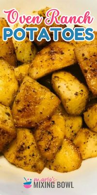 Your new favorite potato idea for dinner! Perfectly seasoned while being soft and tender with a crispy exterior, these Oven Ranch Potatoes are everything you want and more. Save this easy side dish recipe and enjoy dressing up plain roasted potatoes!